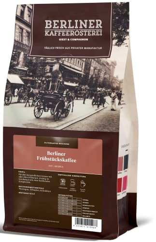 Berliner Kaffeerösterei - Berliner Frühstückskaffee (500g / gemahlen), Röstgrad Kaffee: mittel, 100% Arabica Bohnen, Aromaprofil: Nussig/Röstig/Süß