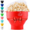 Zulay Kitchen Large Microwave Popcorn Maker - Silicone Popcorn Popper Microwave Collapsible Bowl With Lid - Family Size Microwave Popcorn Bowl - 15 Popcorn Cup Capacity (Red)