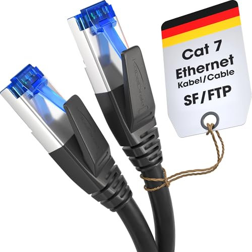 KabelDirekt – Cat 7 Network Cable – 3m – 10 Gigabit LAN Cord & Ethernet Cable – Available in 0.25-30m (suitable for high-speed networks, PC, gaming, switch, router and modem, RJ45 – black)