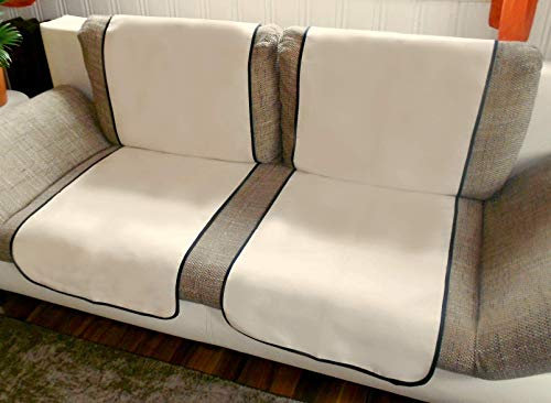 Holzdrehteile Sofaläufer Sesselläufer Überwurf Sesselschoner Schoner Läufer 47 x 170 Lederoptik beige