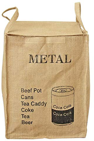 Bolsa de reciclaje de tejido de yute para el hogar, cocina, oficina, estilo natural, reciclaje, papelera, organizador, contenedor de reciclaje