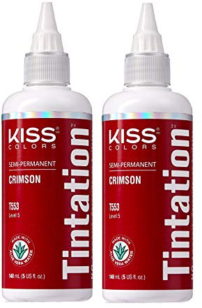 Red by Kiss Tintation Semi-Permanent Hair Color, Aloe Vera Water Based, Argan Oil, Olive Oil, Collagen & Keratin, Long-Lasting Color Dye (Crimson, 5 Fl Oz)