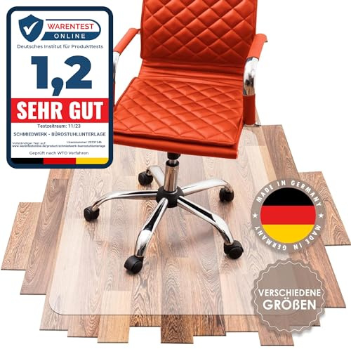 Alfombra para silla de oficina SCHMIEDWERK varios tamaños. Alfombra de protección del suelo para silla de escritorio antideslizante en blanco leche transparente | Made in Germany (60x120cm)