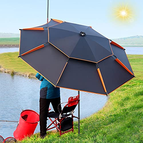 Refue Parasol Anti-UV - Parasol de Plage - Inclinable - Réglable - Camping - la randonnée - Piscine - Parapluie de Pêche Pliable Noir (Size : 220CM/7.2ft)