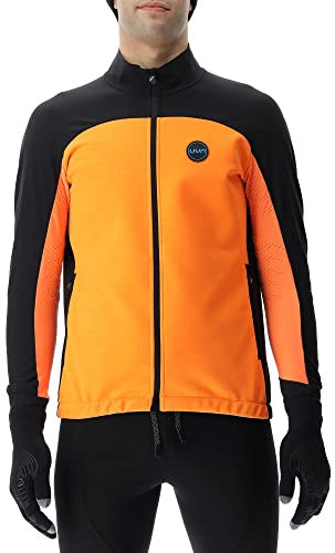UYN Herren Coreshell Funktionsjacke, Orange Fluo/Black/Turquoise, L