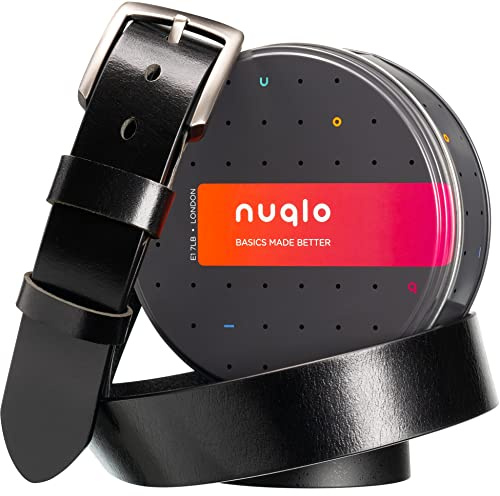 Nuqlo Cintura Uomo Pelle vera | No Logo | Cuoio di prima scelta | Fibbia in metallo spazzolato | Nickel Tested | Resistente all’usura e ai graffi