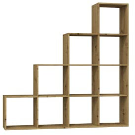ADGO Step RS-40 4x4 Bücherregal, Cube Rack, Würfelregal, Regal für Wohnzimmer, Schlafzimmer Büro, Treppenregal, 10 Fachböden, Leiterregal, Raumteiler, Wandregal (Artisan Eiche)(Versand in 2 Paketen)