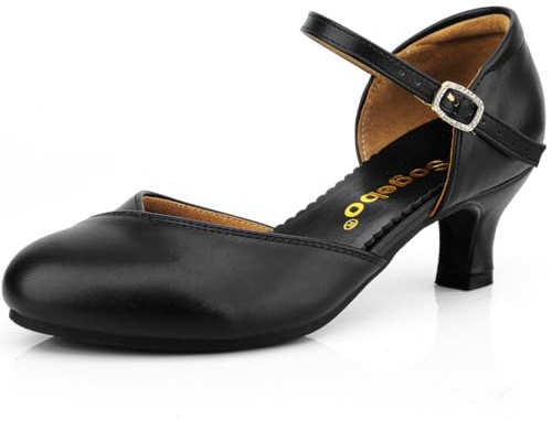 Ankle Strap Heels Ballroom Latin Salsa Dance Pumps Womens Character Shoes, 9 M US Black