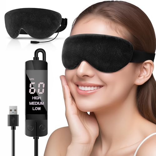 Máscara térmica para ojos, almohadilla térmica eléctrica USB lavable con control de temperatura y temporizador, compresa de ojos cálidos para ojos secos, blefartitis, sinusitis, MGD, orzuelo, migraña,
