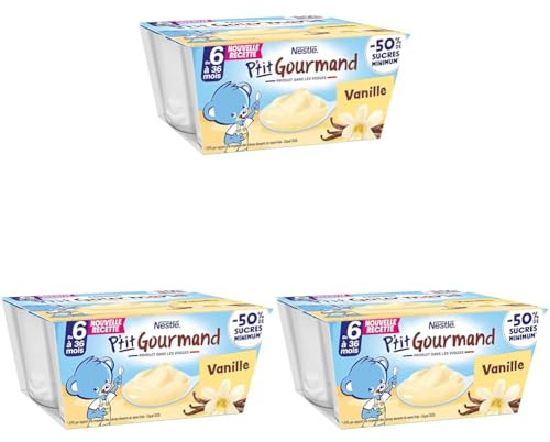 Nestlé Bébé P'tit Gourmand Saveur Vanille - Laitage dès 6 mois - 4 x 100g (Lot de 3)