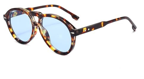 YAMEIZE Vintage Ovale Doppio Ponte Occhiali da Sole - per le Donna Uomo Retro Style Pilot Design Occhiali UV400 Protezione di Guida
