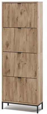 Vicco Shoe tipper Eliza, Viking Oak, 60 x 168 cm with 4 folding drawers, suitable for wall mounting and can be combined with additional modules