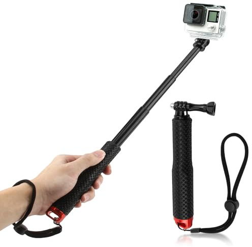 Perche Etanche pour GoPro, 19in / 49cm Perche à Selfie Télescopique Perche Selfie, Etanche sous Marine pour GoPro Hero 13/12/11/10/9/8, pour DJI Osmo Action 5 Pro/4/3, AKASO, pour Insta360 Ace Pro