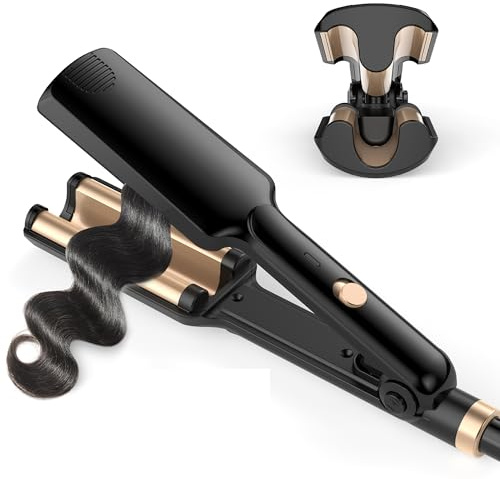 UKLISS Pro Mini Plancha ondulada para cabello, rizador de ondas de playa, 3 barriles, rizador de pelo de sirena para ondulaciones, rizador de ondas ligeras, adecuado para principiantes, tamaño de