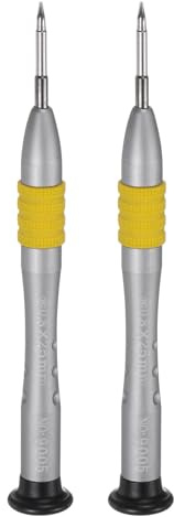 QUARKZMAN 2 stycken precisions-stjärnskruvmejslar 0,8 mm magnetisk 5-punktshuvud mini pennformad skruvmejsel med halkfritt handtag för glasögon klockor bärbara datorer elektronik gul