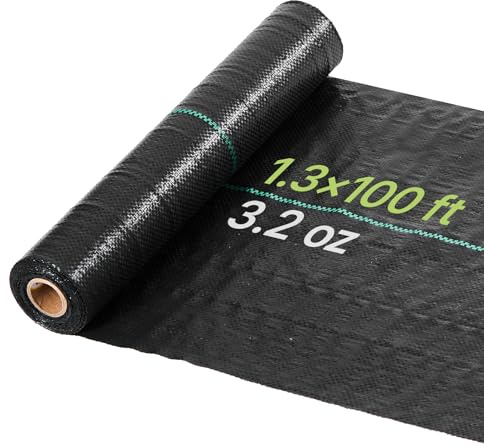 VEVOR Malla Antihierbas 0,4 x 30,5 m, 90 g/m², Tela Geotextil para Control de Maleza Polipropileno Tejido de Alta Densidad para Drenaje, Invernaderos, Jardines, Caminos de Grava, Ventilación, Exterior