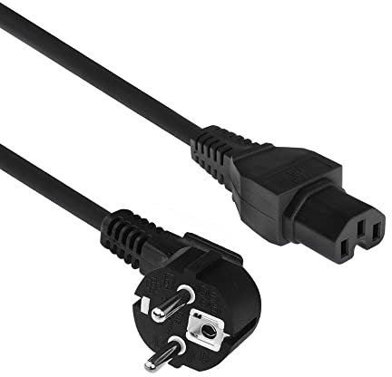 ACT AK5001 - Cable de alimentación CEE7/7 a C15, 1,5 m, CEE 7/7 (protección de contacto en ángulo), cable de alimentación a enchufe C15, color negro