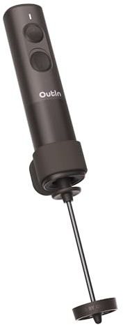 OutIn LattoGo Espumador de Leche Portátil, Espumador Eléctrico Recargable de Calidad Profesional, Mini Batidora y Mezclador de Café para Espuma Tipo Barista en Cualquier Lugar (con Estuche de Viaje)