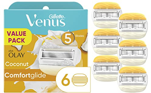 Gillette Venus ComfortGlide Womens Razor Blade Refills, 6 Count, Infused with Olay Coconut Scent
