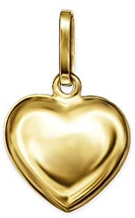 CLEVER SCHMUCK Goldener sehr kleiner Mini Herz Anhänger 6 mm schlicht und beidseitig plastisch gewölbt glänzend poliert 333 Gold 8 Karat im Schmucketui creme