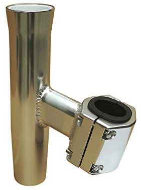 Brocraft Boat T-TOP Rod Holder / Clamp-On Rod Holder - Silver Aluminum - Vertical Mount - Fits 1 to 2 O.D. Pipe
