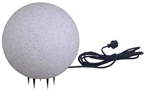 Trango 1er Set 400GB IP65 Gartenkugel in Granitstein-Optik *Nature* Kugelleuchte mit 40cm Durchmesser inkl. 1x 5 Watt E27 LED Leuchtmittel & ca. 5 Meter IP44 Kabel, Gartenleuchte, Leuchtkugel