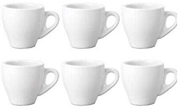 Pratiko Set 6 TAZZINE per Caffe' Tipo Bar in Ceramica, Senza PIATTINI