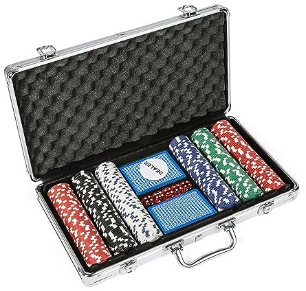 LUCKYERMORE 300 PCS Poker Chips Set 11.5 Gram Poker Set Casino Clay Poker Chips Poker Sets with Case for Texas Holdem Gambling Blackjack 1 Dealer Buttons, 2 Decks