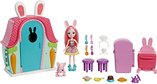 Enchantimals GYN60 - Häuschen Spielset (24,7 cm) mit Bree Bunny, Tierfigur und 15 Zubehörteilen, ab 4 Jahren