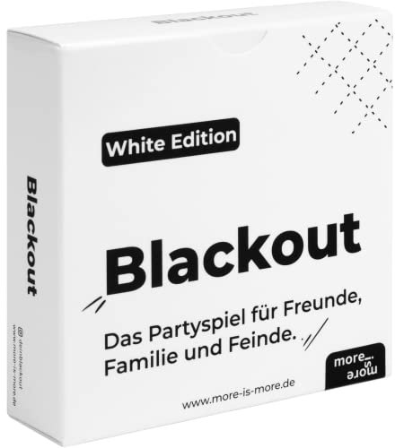 more is more Blackout - White Edition | - das Partyspiel für Freunde, Familie und Feinde - Perfekt für jeden Spieleabend mit Freunden - Kartenspiel für JGA, WG Party, für Silvester oder als Geschenk