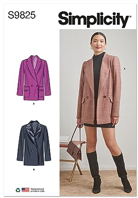 Simplicity Misses' Lined Jackets Sewing Pattern Kit, Design Code S9825, Sizes 18-20-22-24-26, Multicolor
