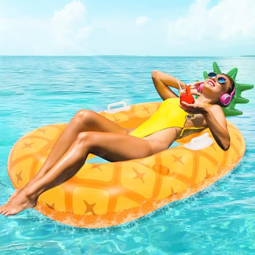 COOLJOYA Inflatable Float Luftmatratze Pool Aufblasbare Schwimmringe Floß Wasserspielzeug für Kinder Schwimmreifen Pool Spielzeug Party für den Sommer 124cm*92cm*50cm (Avocado)