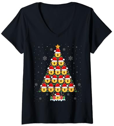 Nectarine Lover Christmas Tree Santa Hat Nectarine Xmas V-Neck T-Shirt