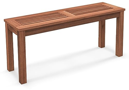 COSTWAY Banc de Jardin en Bois Massif à 2 Places sans Dossier | Banc de Jardin à Lattes pour Terrasse, Entrée, Cour, Charge 150 kg, 100 x 30,5 x 47 cm
