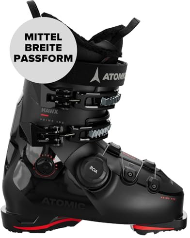 ATOMIC HAWK PRIME 100 BOA GW Skischuhe - Größe 30/30.5 - Alpin-Skischuh in Black/Red - Boots mit 3D Knöchel & Ferse für präzisen Sitz - Ideal für Skifahrer mit mittelbreiten Füßen.
