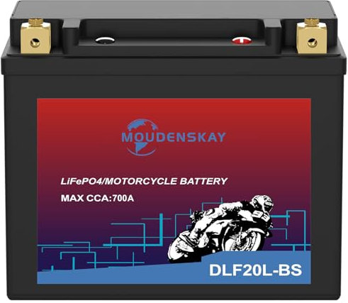 MOUDENSKAY Batería de Litio Moto,Batería de litio para motocicleta 12V Litio Powersports con BMS, 10Ah 700CCA YTX20L-BS LiFePO4 batería de arranque para motocicletas,ATV,UTV,motos de nieve y más