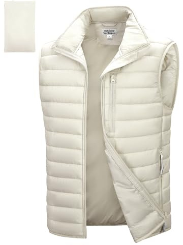 Outdoor Ventures Men's Lightweight Puffer Vest Outerwear Warm Quilted Sleeveless Packable Winter Jacket for Hiking Running