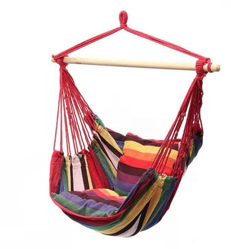 Alomejor Chaise Hamac,Pliable et Rayures colorées,Balançoire D'intérieur,Suspension par Corde Portable for Chambre à Coucher Adultes Enfants espaces détente intérieur