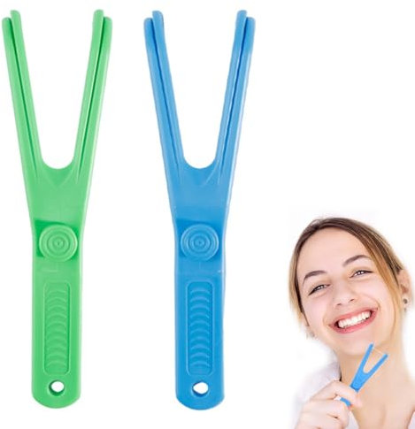 Supporto per Filo Interdentale,Plettri per Filo Interdentale,Porta Filo Interdentale,Archetti Filo Interdentale,Floss Pick,Supporto Per Filo Interdentale Riutilizzabile,per Famiglia Hotel Viaggi,2 PCS
