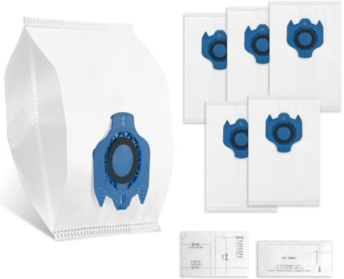 QRUIHC 5-Pack Hoover Bag Dust Bags for Miele Classic C1,Complete C1,Complete C2Complete C3,S227,S240,S270,S400,S2,S5,S8 GN Type Hoover Vacuum Cleaner,Motor&Airclean Filter