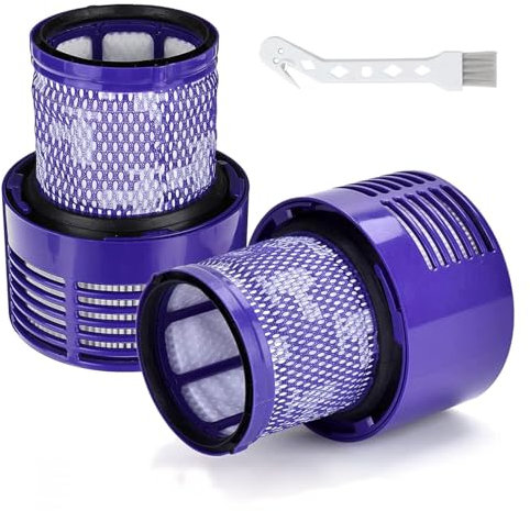 Laukowind 2x Filter für Dyson V10 SV12, Waschbarer Ersatzfilter mit Bürste für Cyclone V10 Serie, V10 Absolute/Animal/Motorhead/Total Clean – Ersetzt #DY-969082-01