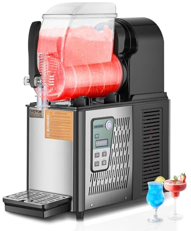 VEVOR Macchina per Bevande Ghiacciate Fredde Commerciale, Macchina per Bevande Ghiacciate Serbatoio Singolo 4 Litri, Macchina per Frullati in Acciaio Inox, Macchina per Bevande Fredde Bar Hotel