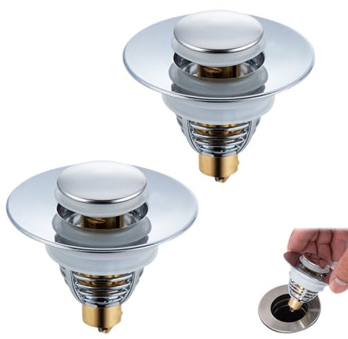 2 Pezzi Tappo per lavandino, valvola pop-up universale, Tappo Lavandino Bagno Universale Pop up, Piletta Lavabo Bagno Valvola Piletta Click Clack,Scarico Lavabo Bagno Universale Pop up Ø38-40mm