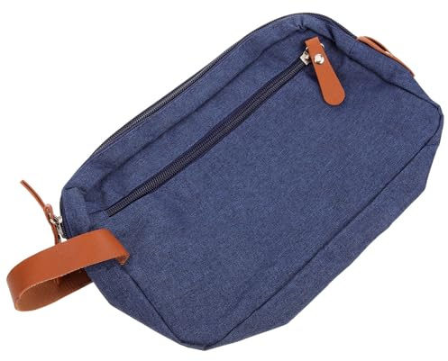 IWOWHERO Neceser de Viaje para Hombre Azul Oscuro, Bolsa de Aseo Grande Compartimento Seco y Húmedo, Resistente al Agua, Nylon Portátil para Artículos de Higiene Personal y Cosméticos