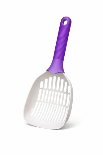 loveviu Pala Arenero Gatos Plastico, 28cms Ligera y Duradera, Mango Ergonomico Curvado, Compatible Arena Aglomerante Silice y Pellets, Herramienta Limpieza Caja Arena Gatos Sin Olores