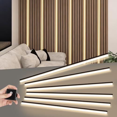 TWSOUL LED Strip Lights for Acoustic Wall Panels,Black Acoustic LED Wall Panels Light 6 x 100 cm Acoustic Recessed LED Wall Panels Lights Cuttable with Touch Switch (Black-6 x 100 cm)