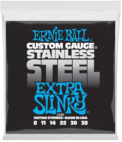 Ernie Ball Extra Slinky - Cuerdas para guitarra eléctrica, entorchado de acero inoxidable, calibre 8-38