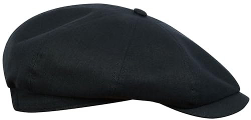 Sterkowski Modell Rowdy | 100% Leinen Schiebermütze für Herren und Frauen | Gatsby Sonnen Sommer Vintage Flatcap Elegante Retro Peaky Stylische Outdoor Modische Damen Kappe Baker Boy Schwarz 58