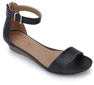 Kenneth Cole REACTION womens Viber 2 Piece Wedge Sandal, Black, 8.5 US