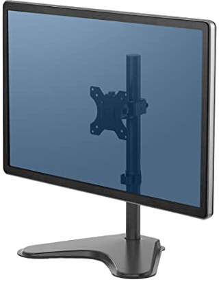 Fellowes Single Monitor Arm - Seasa Freestanding Monitor Mount for 8KG 32 inch Screens - Ergonomic Adjustable Monitor Arm - Tilt 45° Pan 120° Rotation 360°, VESA 75 x 75/100 x 100 - Black